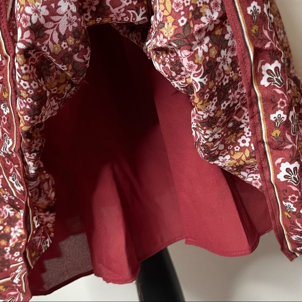 🔥 Max Studio Floral Flutter Boho Prairie Surplice Dress L New - Picture 9 of 13